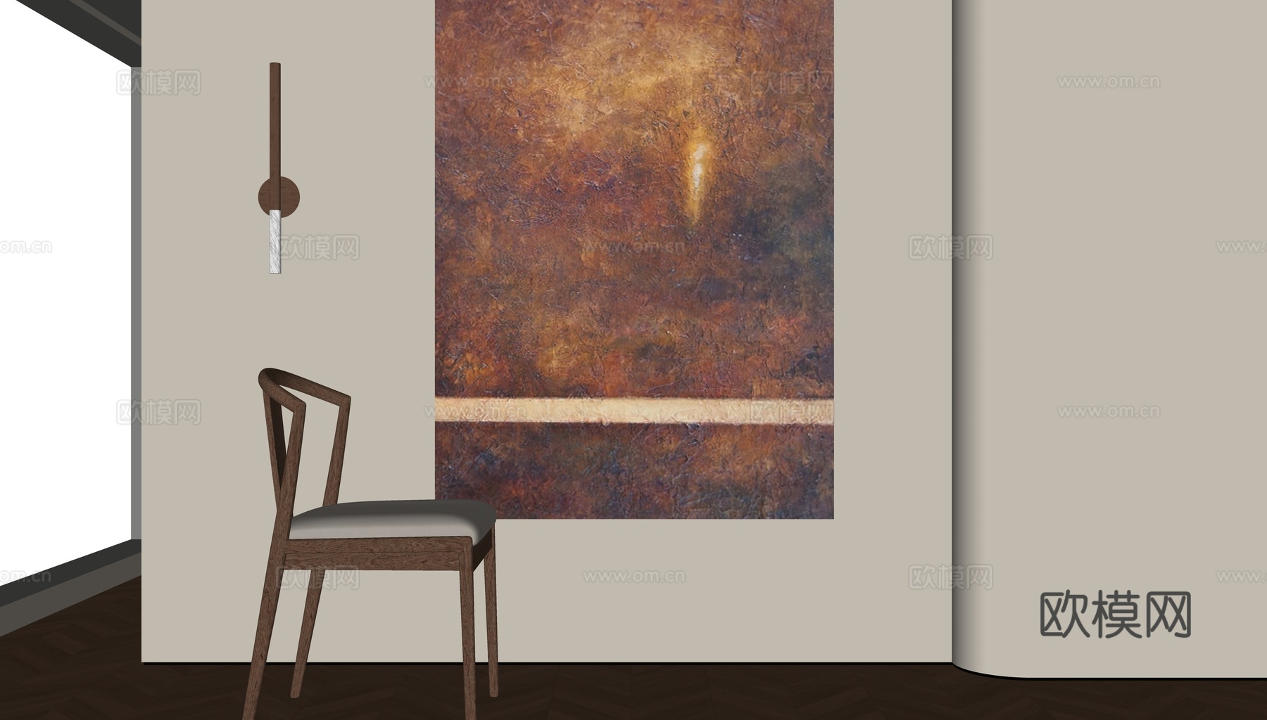 现代中古挂画su模型