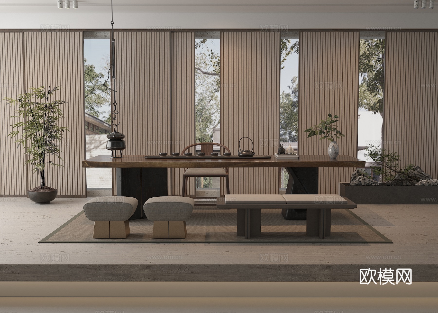 新中式茶室su模型