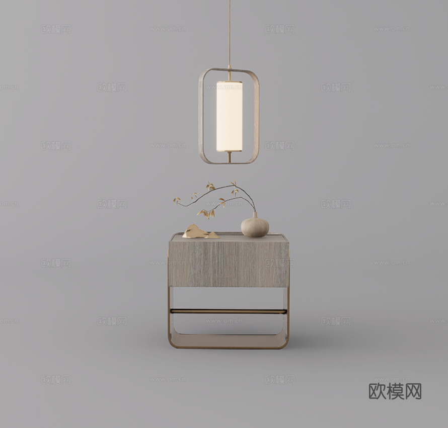 床头柜su模型下载（渲染图1）