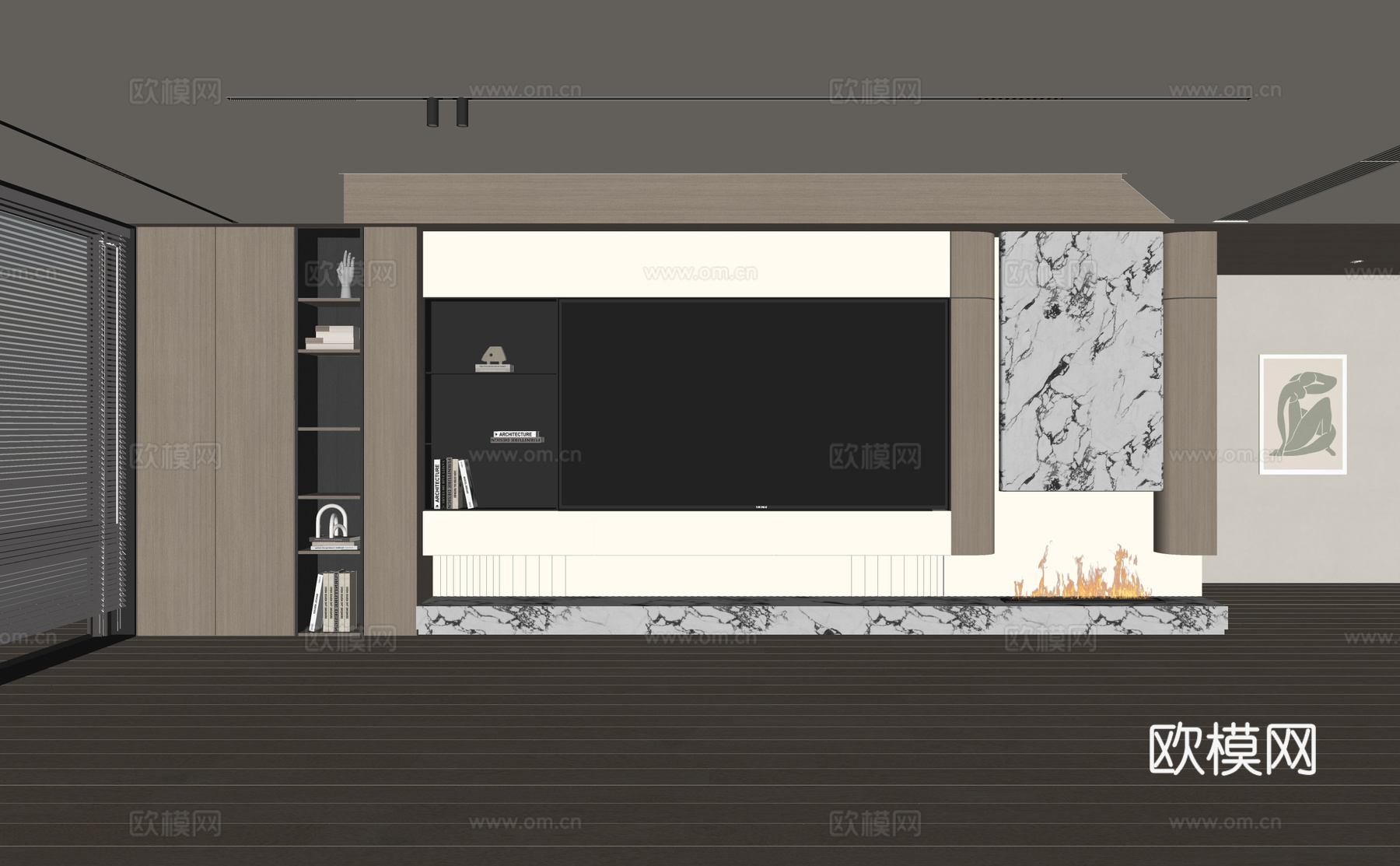 现代客厅 奶油客厅 电视背景墙 客厅背景 奶油风背景墙su模型