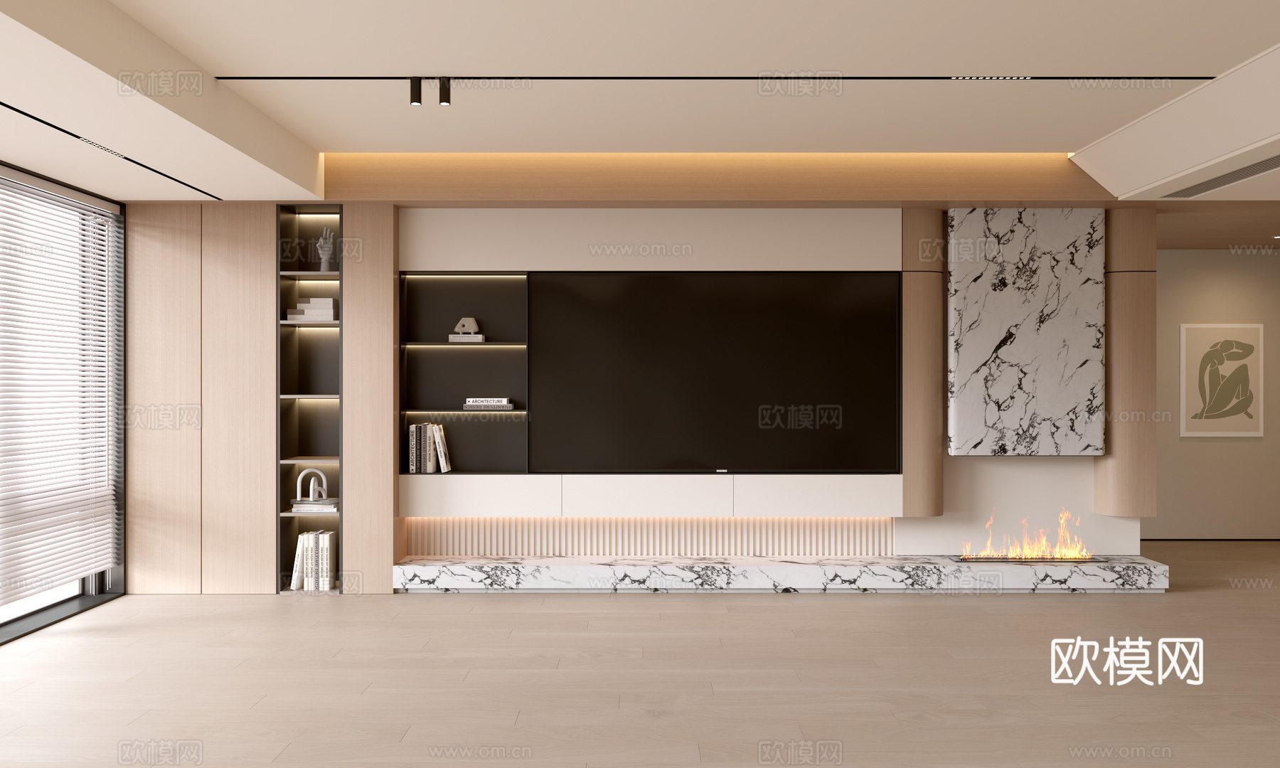 现代客厅 奶油客厅 电视背景墙 客厅背景 奶油风背景墙su模型