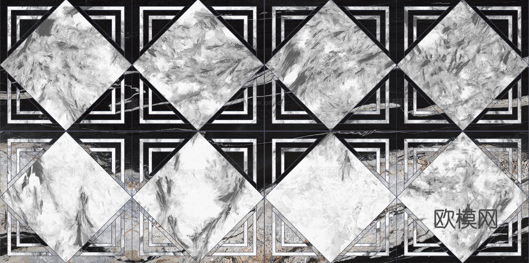 大理石黑白石材拼花