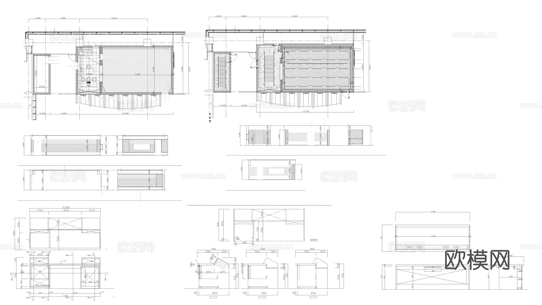 舞蹈室录音室内cad施工图