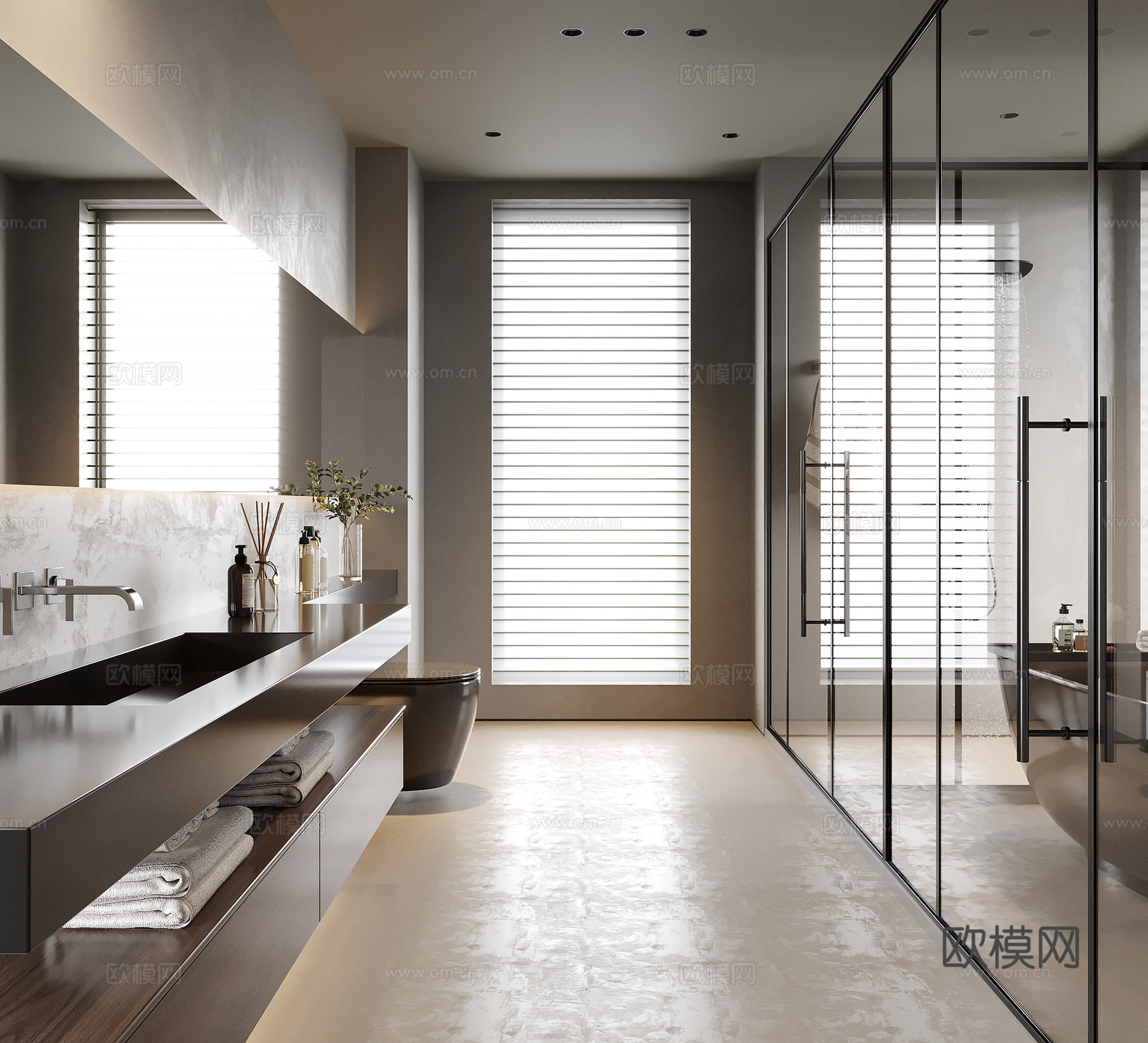 现代卫生间 洗手台 别墅卫生间3d模型下载