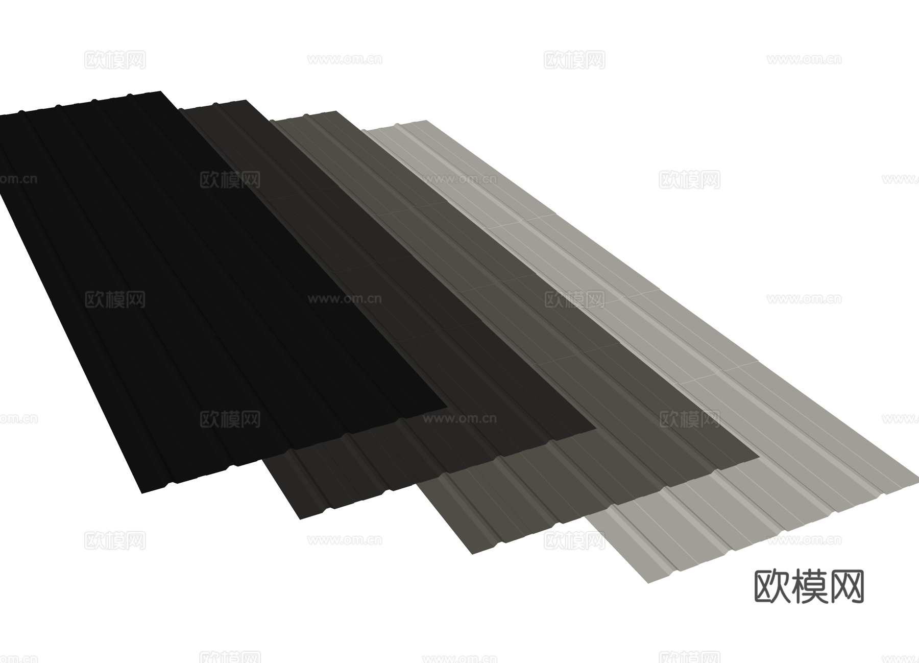 现代彩钢瓦 简易房屋顶 铁皮瓦 保温波形板 铁板瓦 雨棚围墙su模型