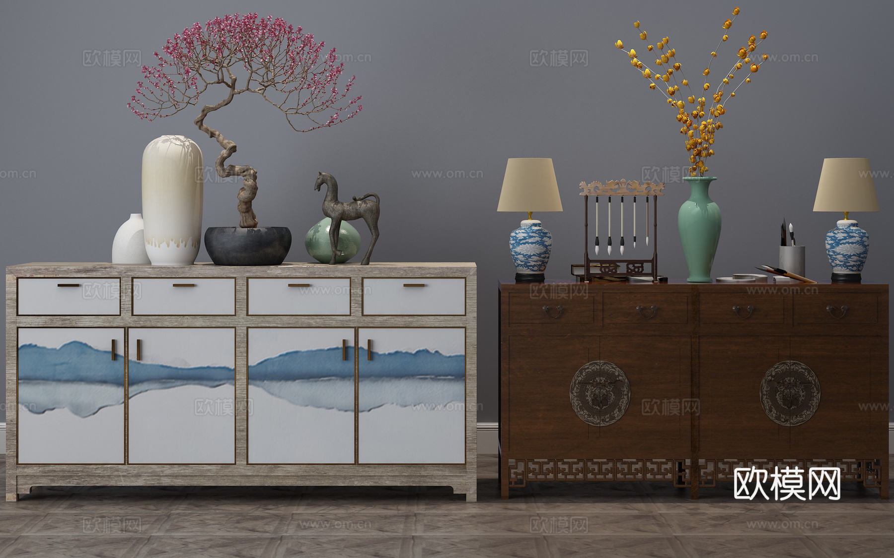 中式餐边柜 边柜3d模型下载