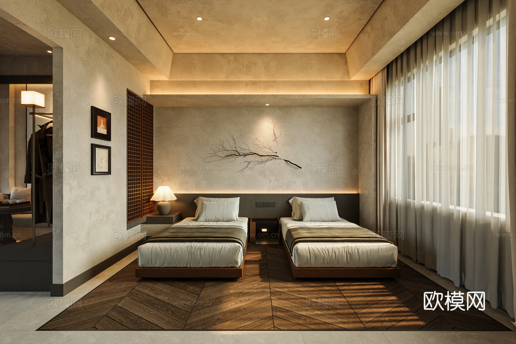 民宿酒店套房3d模型下载（渲染图3）