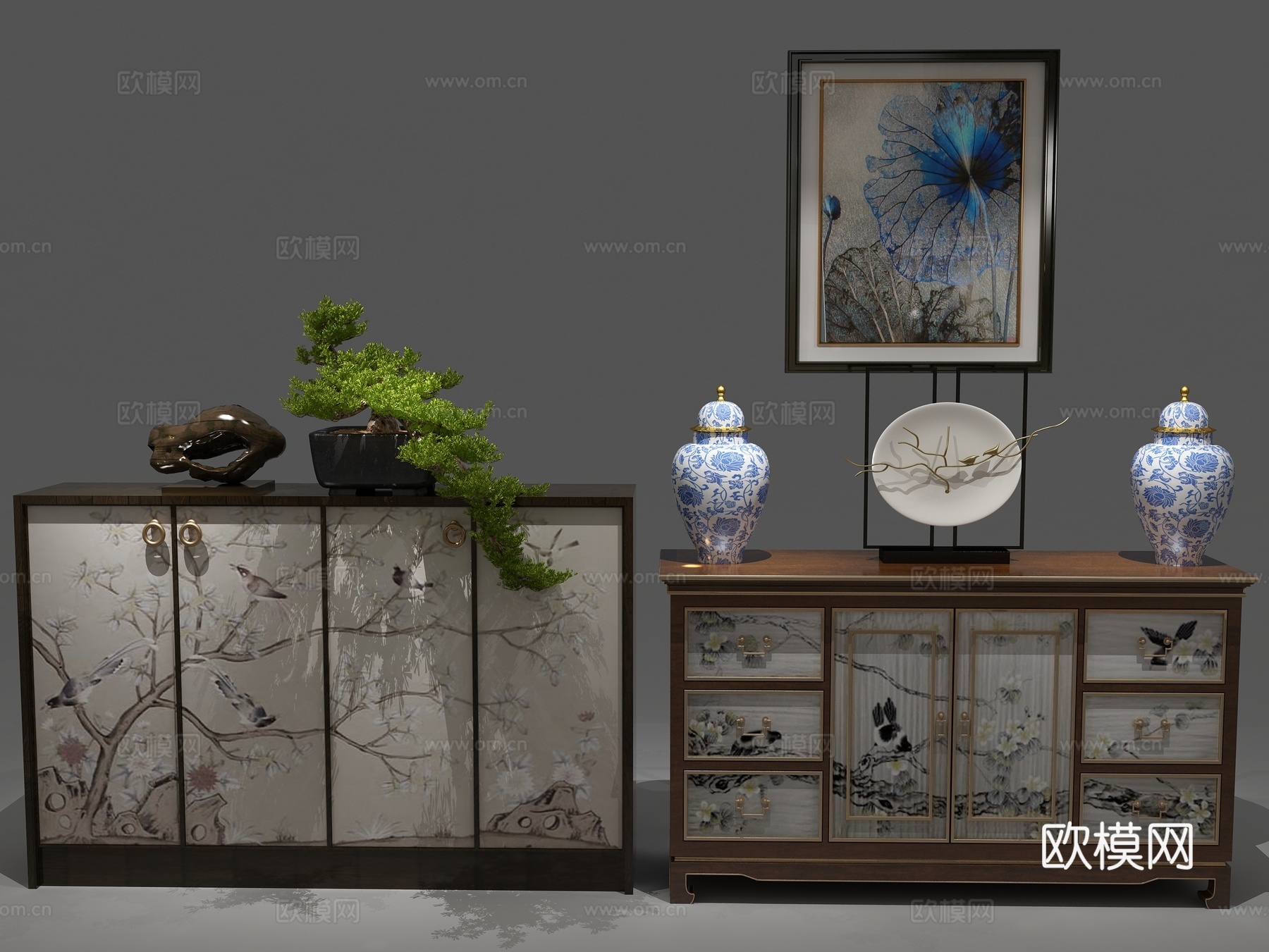 中式餐边柜 边柜3d模型下载