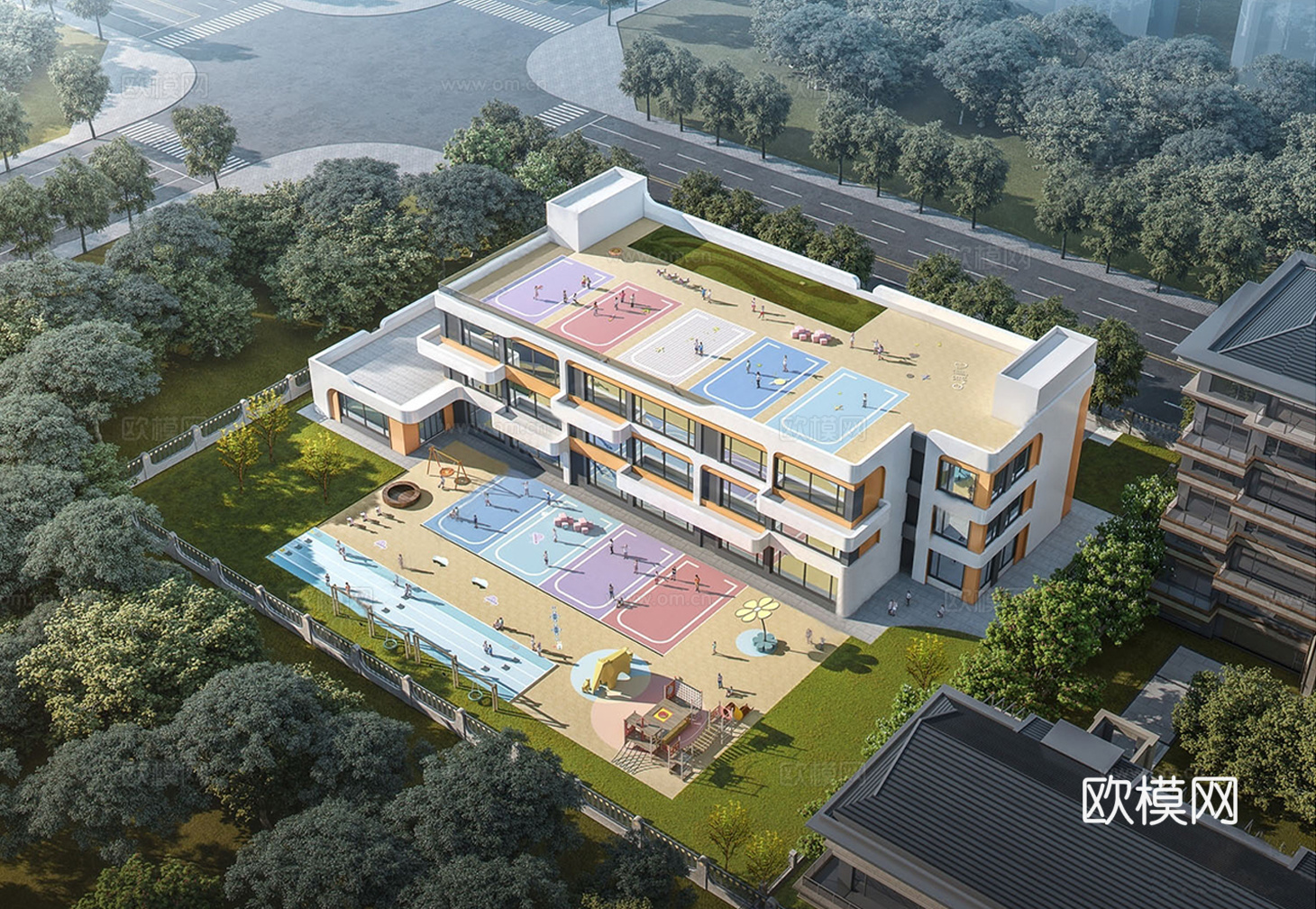 现代学校建筑 幼儿园建筑su模型
