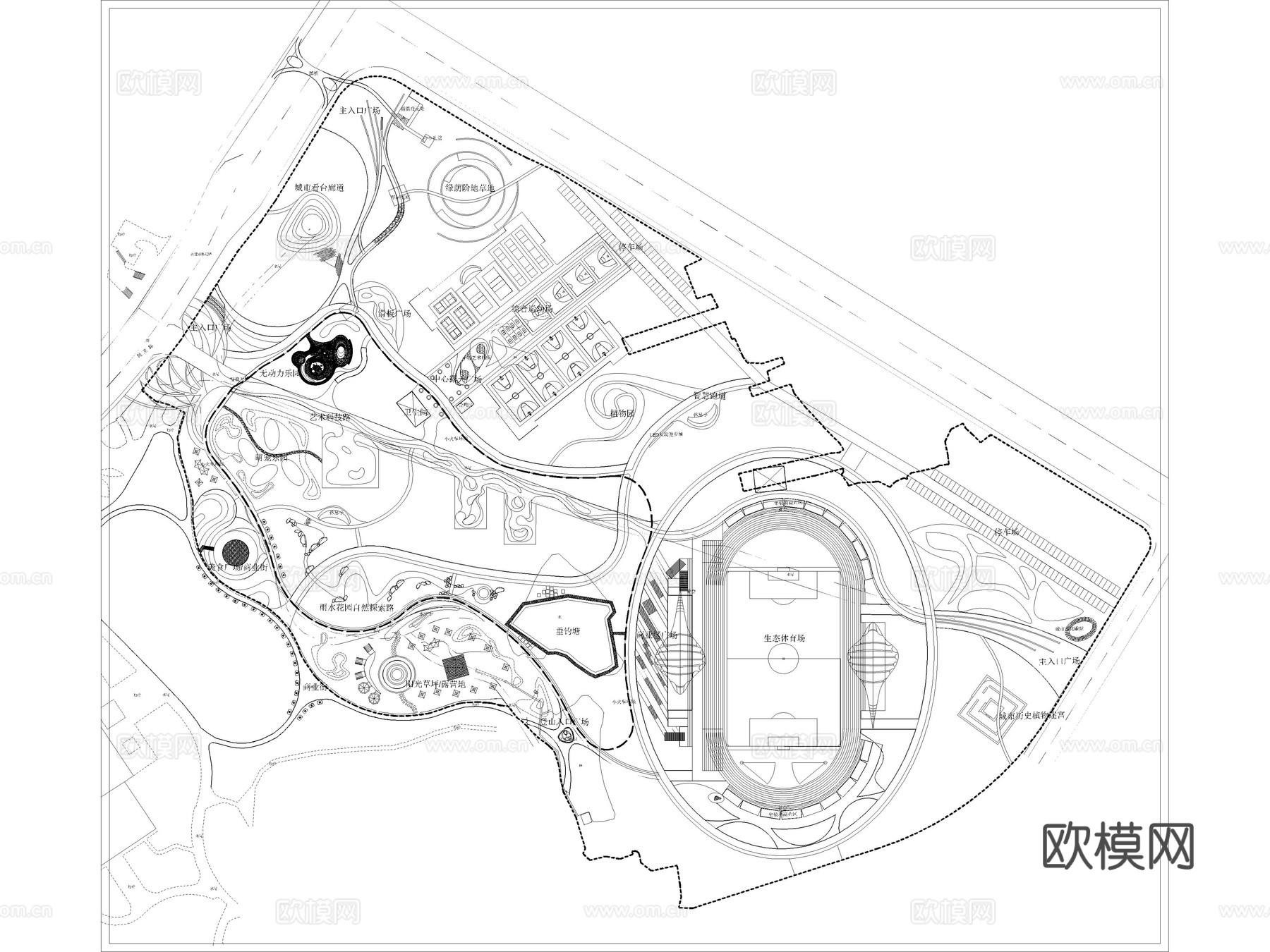 10套体育公园景观CAD平面图施工图cad施工图