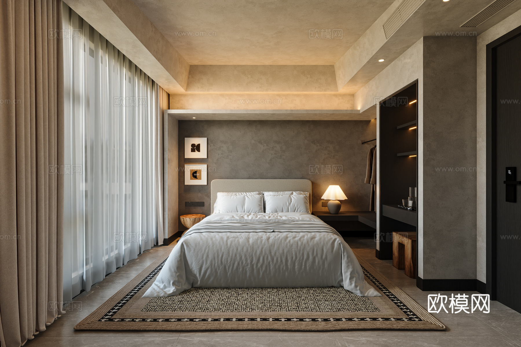 民宿酒店客房3d模型下载（渲染图1）