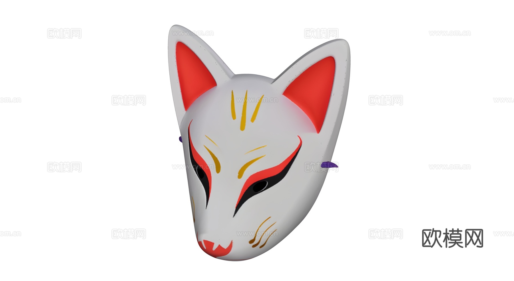 红白金狐狸头面具su模型