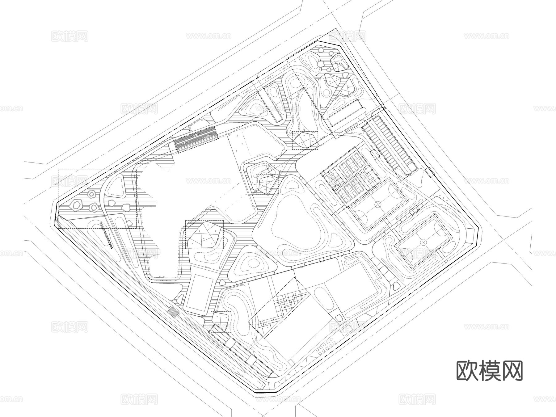10套体育公园景观CAD平面图施工图cad施工图