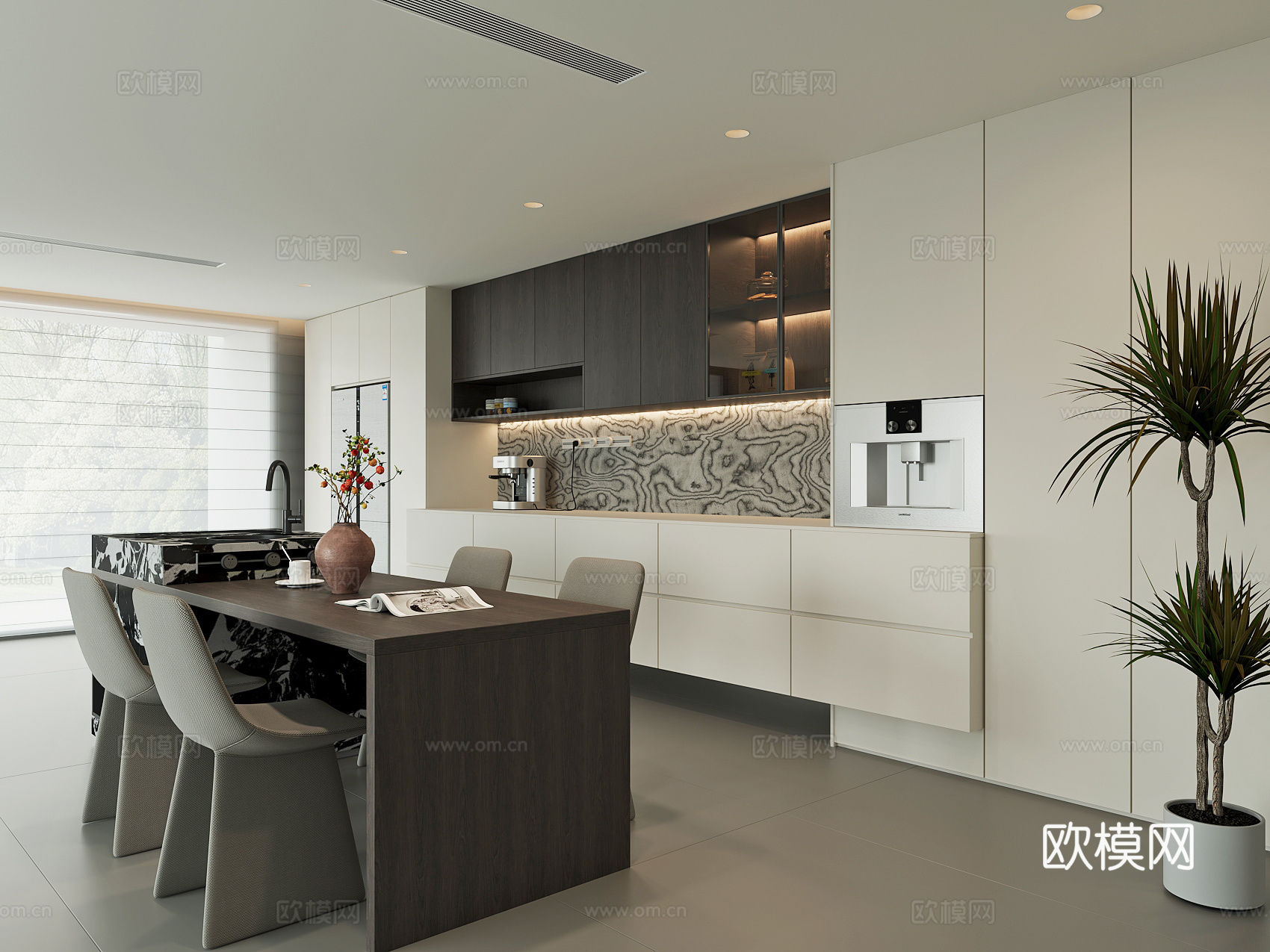 现代餐厅su模型