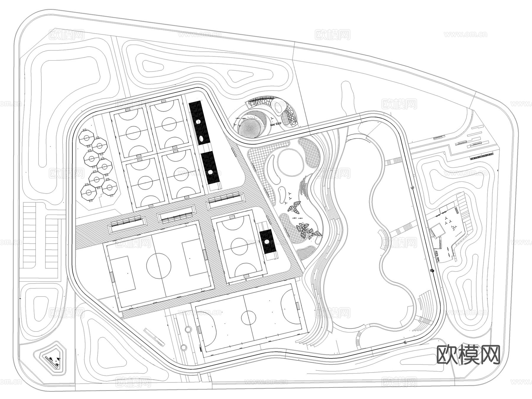 10套体育公园景观CAD平面图施工图cad施工图