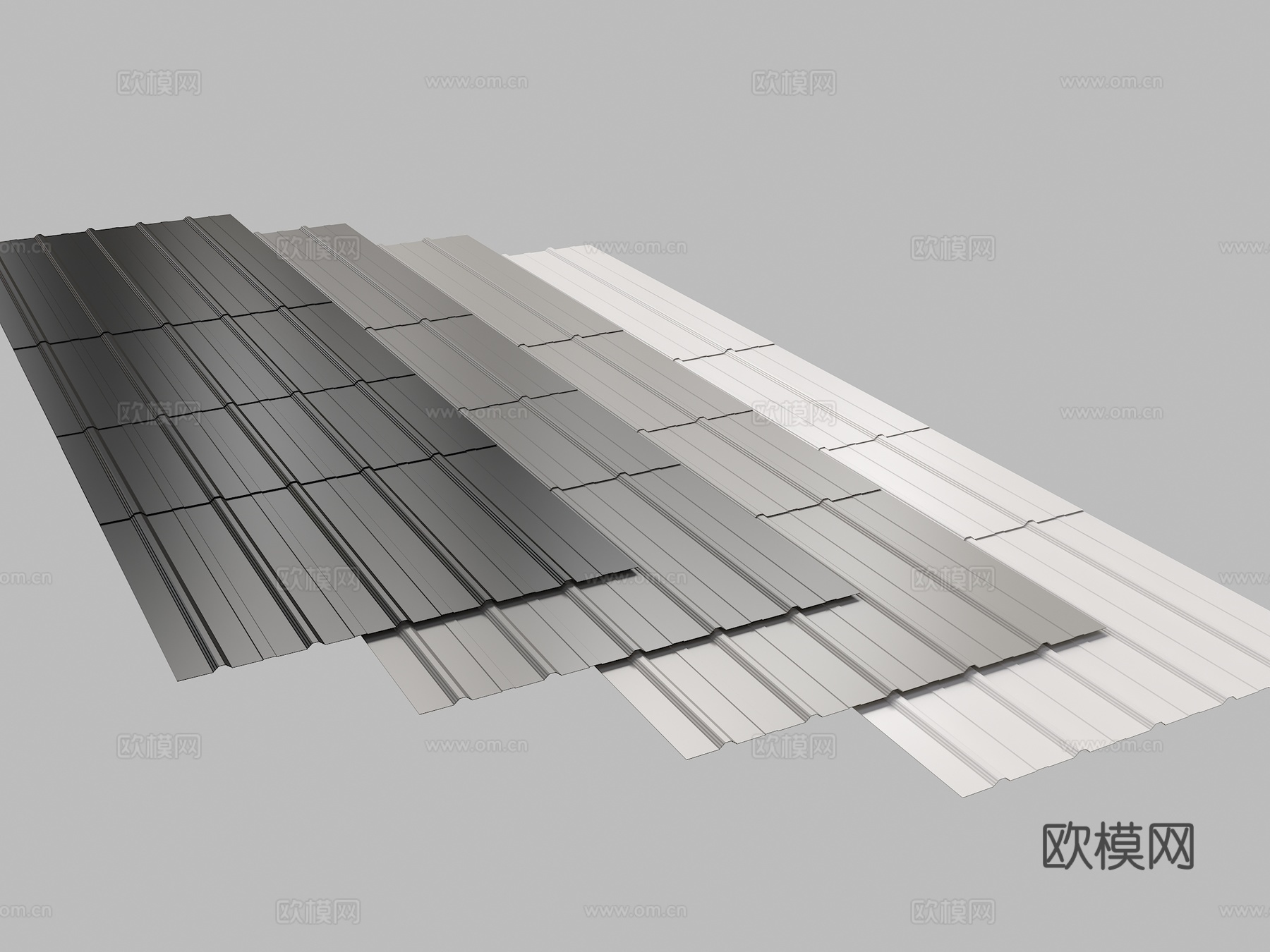 现代彩钢瓦 简易房屋顶 铁皮瓦 保温波形板 铁板瓦 雨棚围墙su模型
