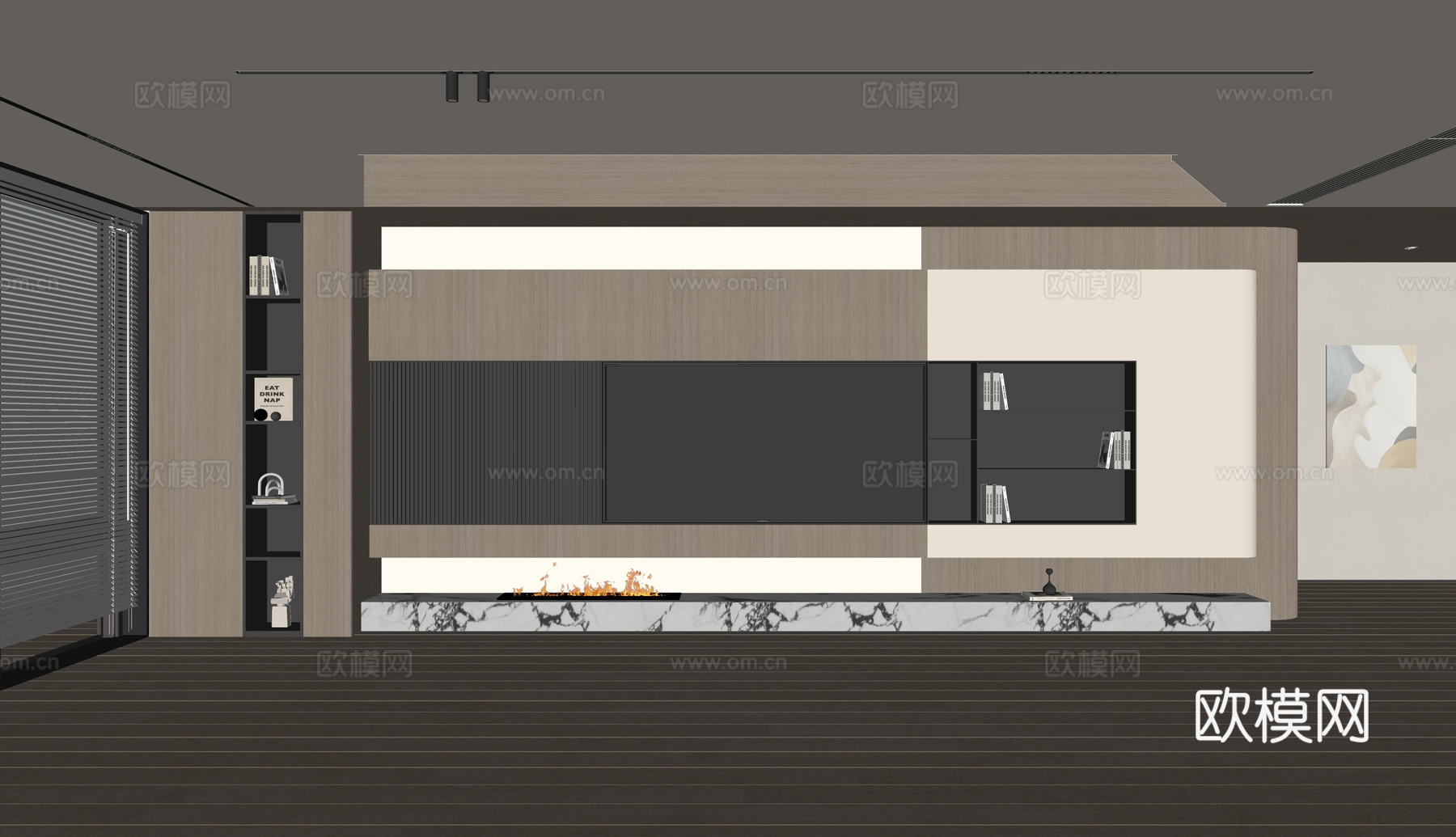 现代客厅 奶油客厅 电视背景墙 客厅背景 奶油风背景墙su模型