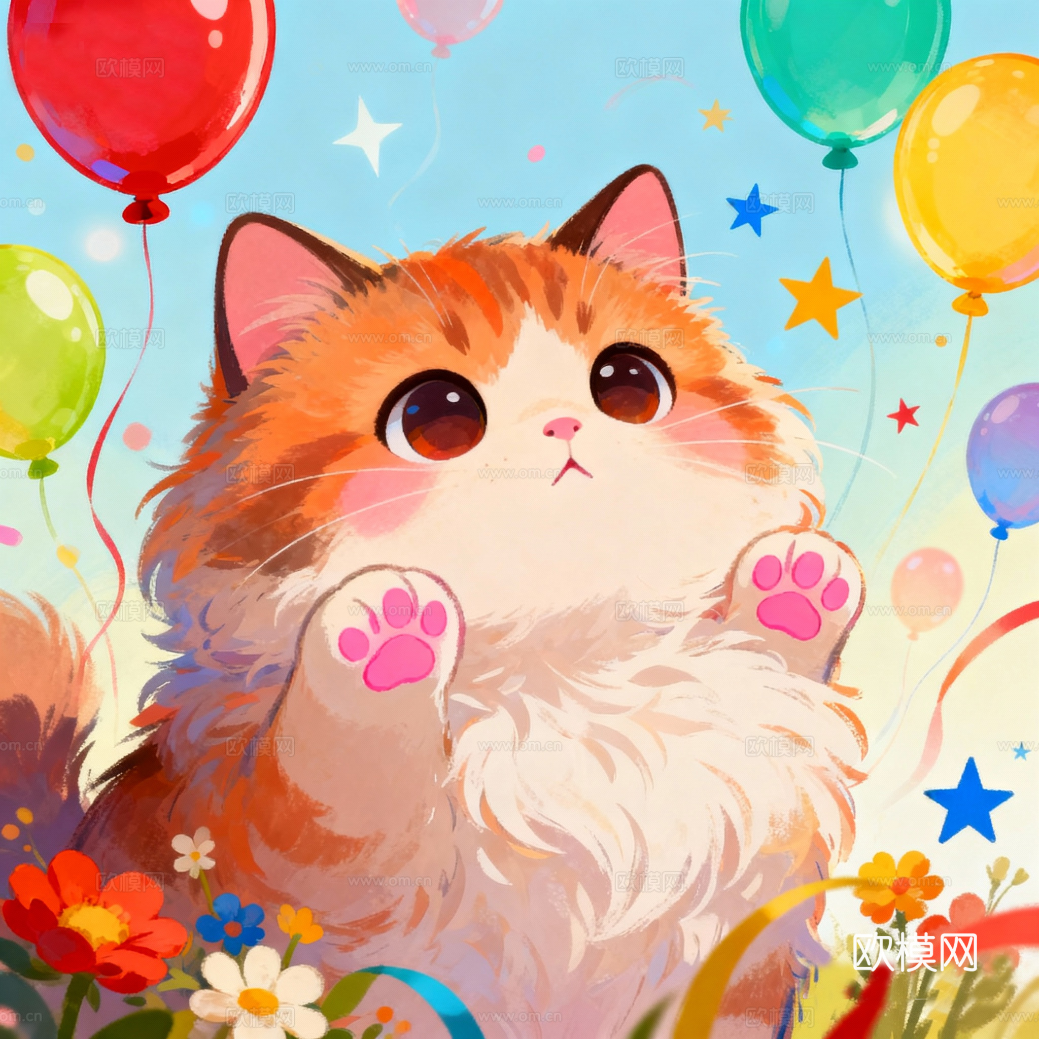 现代卡通猫咪装饰画挂画