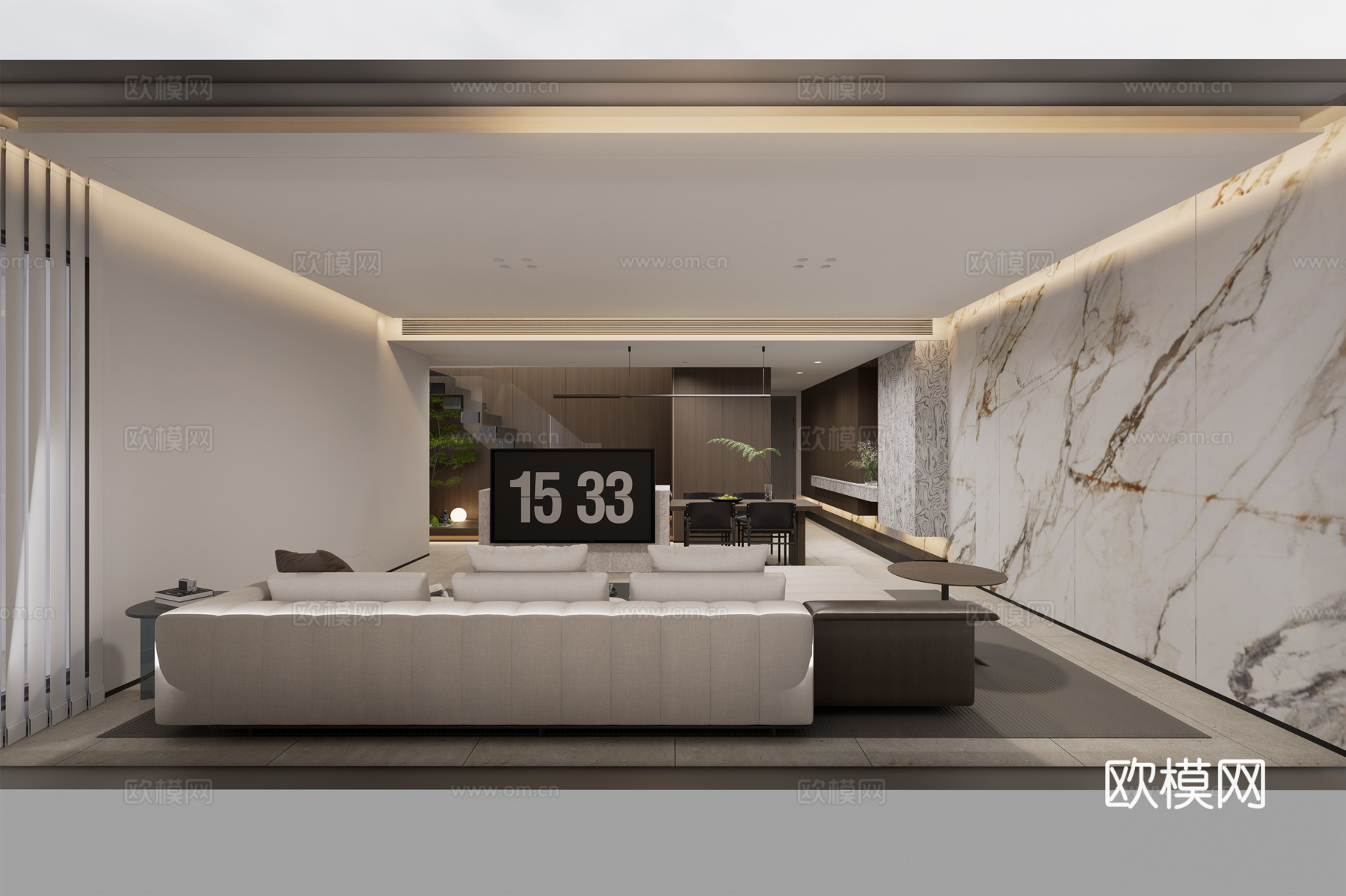 现代客餐厅 意式客餐厅su模型