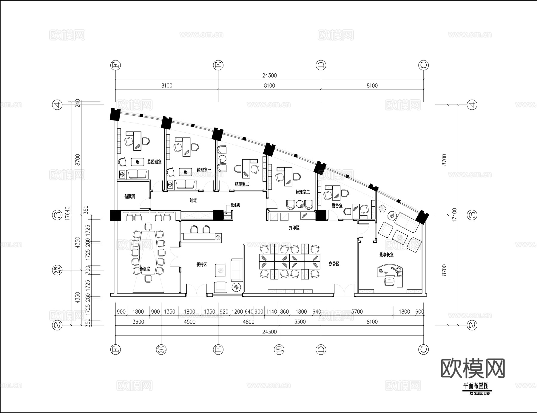 最新全套中式办公室施工图合集cad施工图