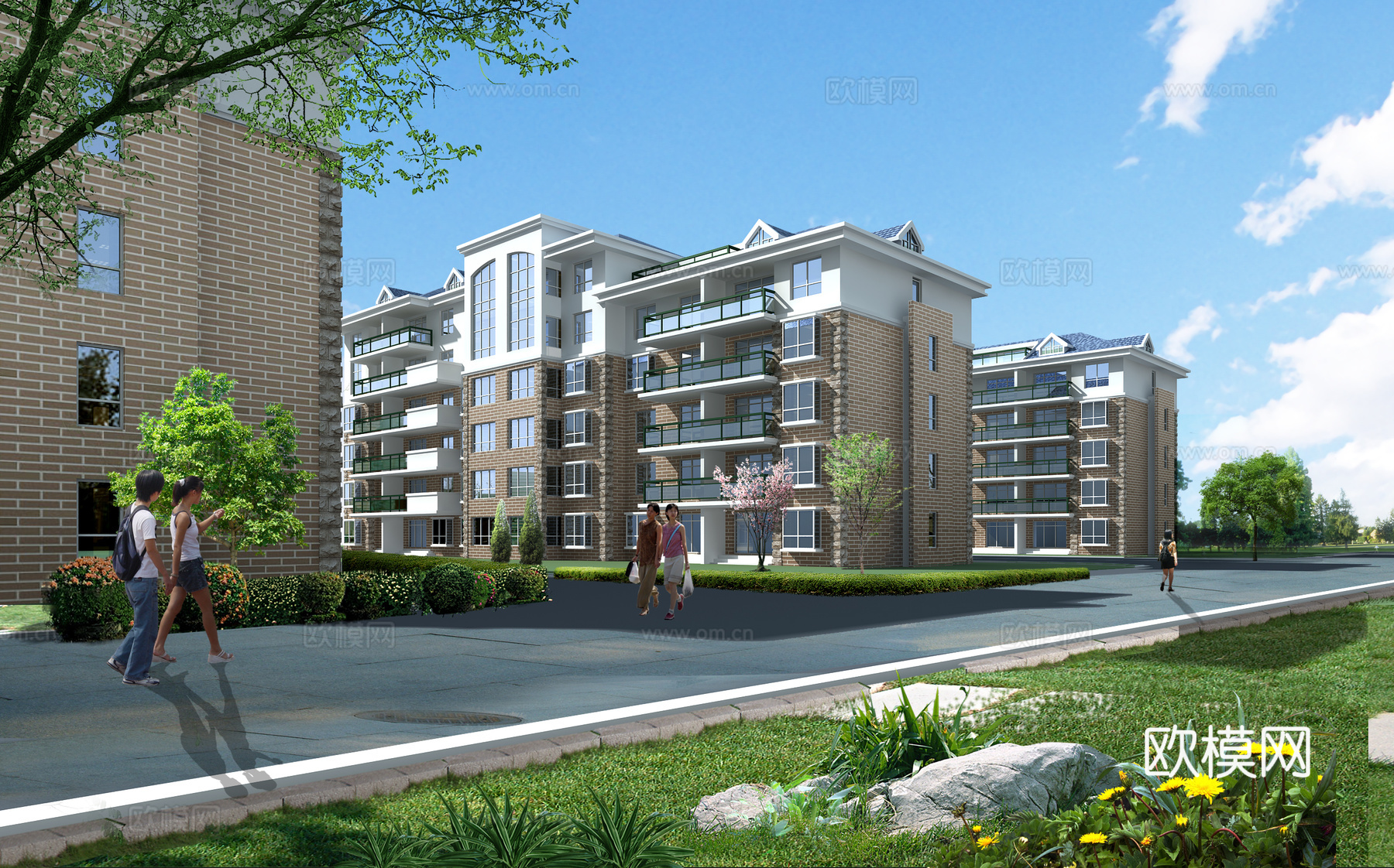 现代小区住宅3d模型下载