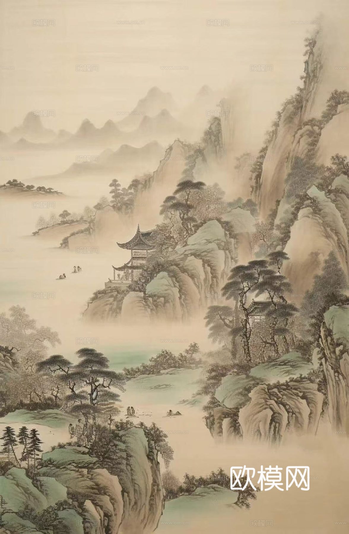 中式山水水墨画下载