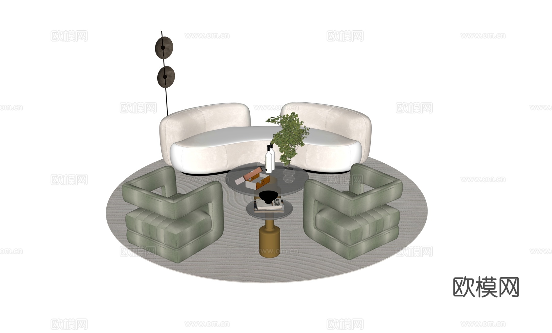 现代沙发茶几组合su模型