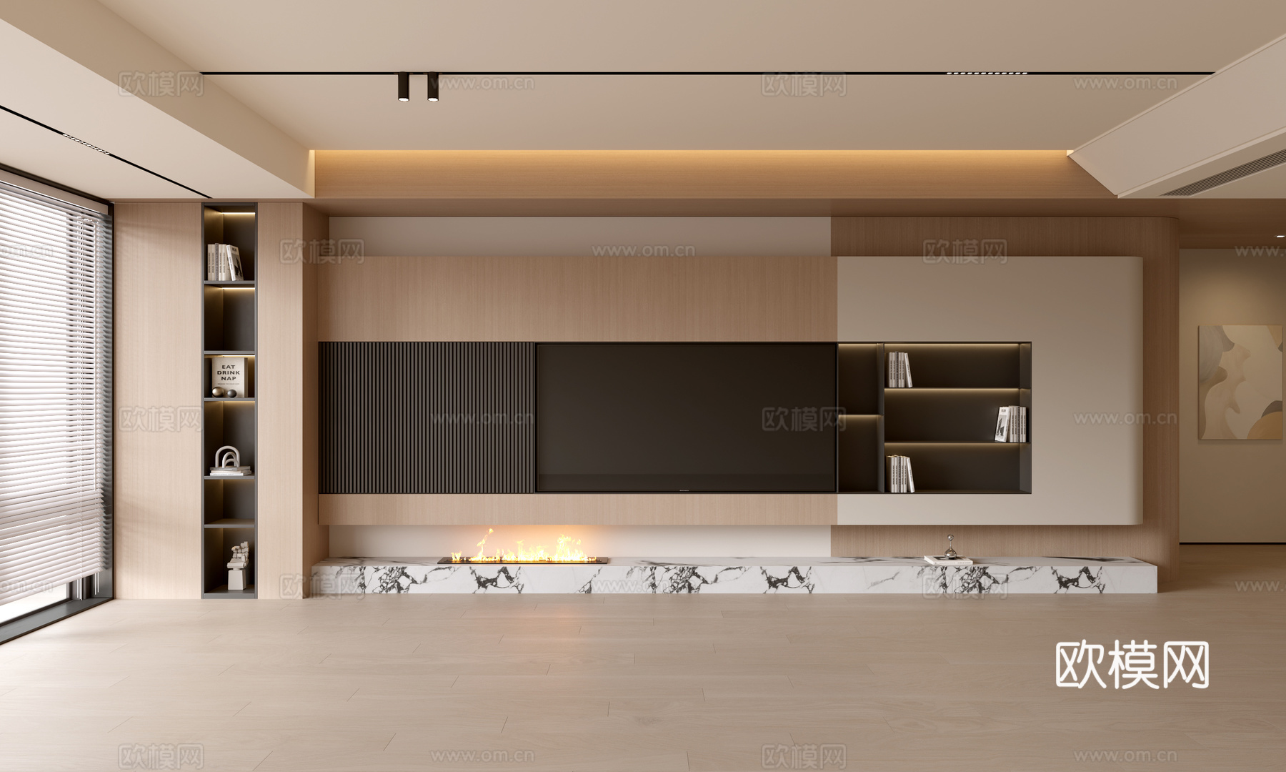 现代客厅 奶油客厅 电视背景墙 客厅背景 奶油风背景墙su模型