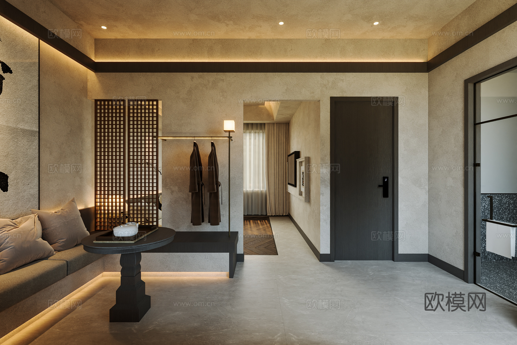 民宿酒店套房3d模型下载（渲染图2）