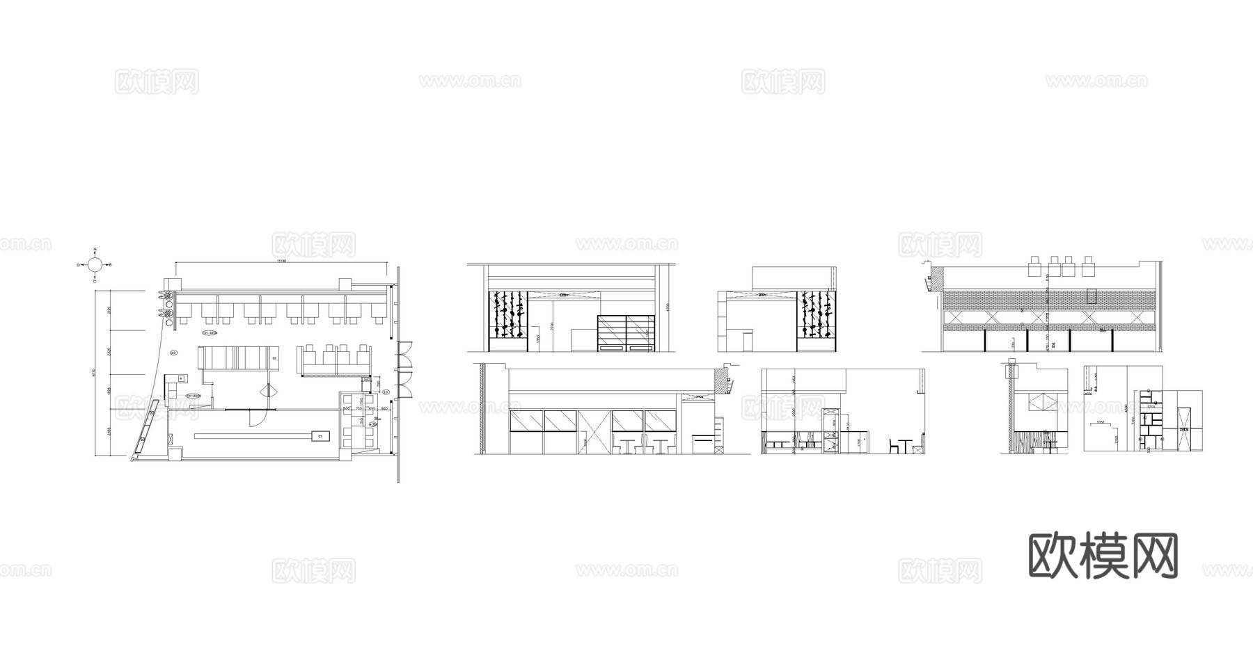 餐厅平立面图纸cad施工图