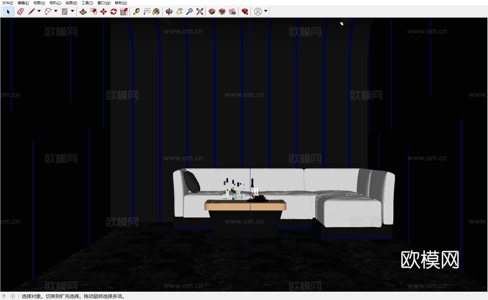 现代科技风 KTV 灯带造型 包厢 包间沙发 桌椅su模型