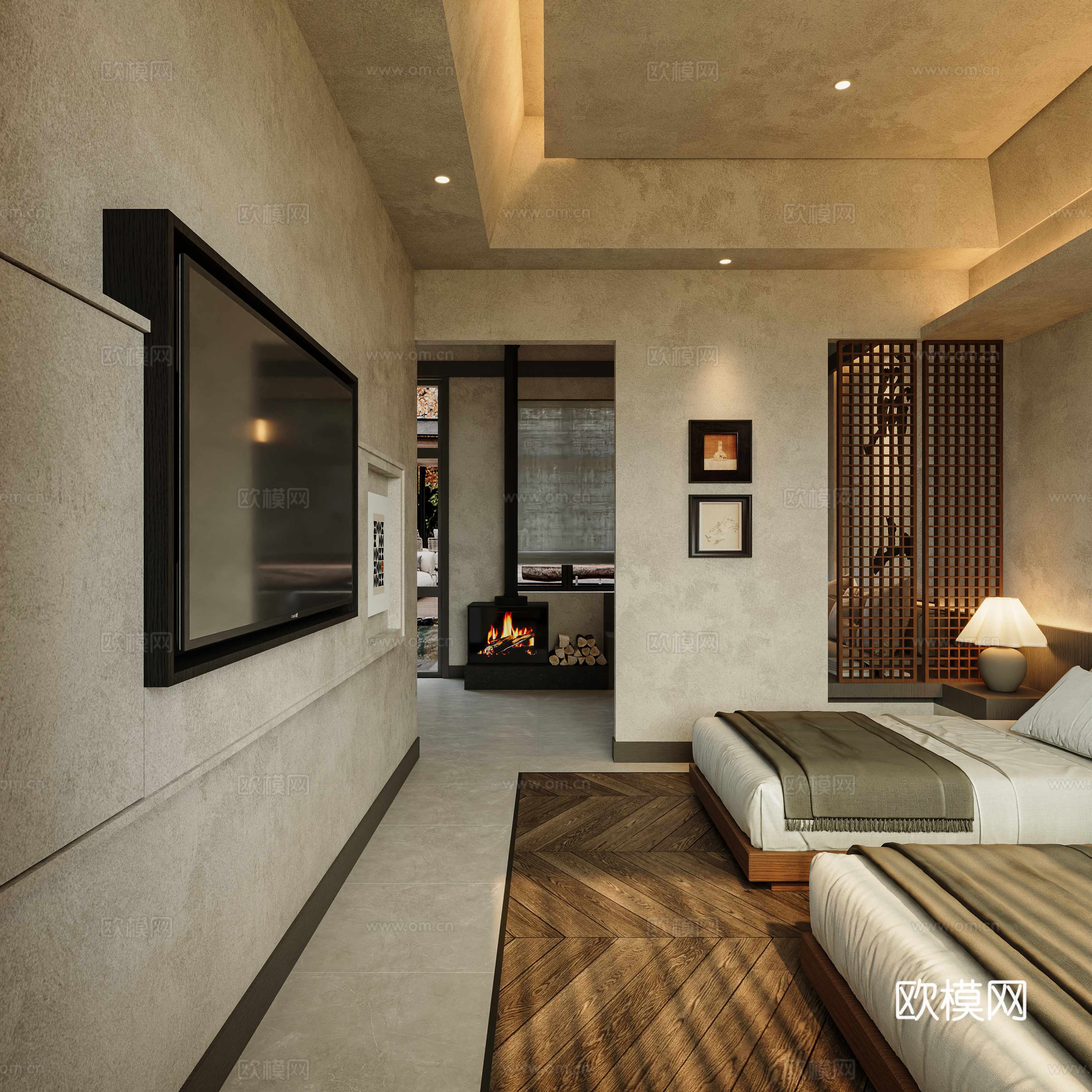 民宿酒店套房3d模型下载（渲染图4）