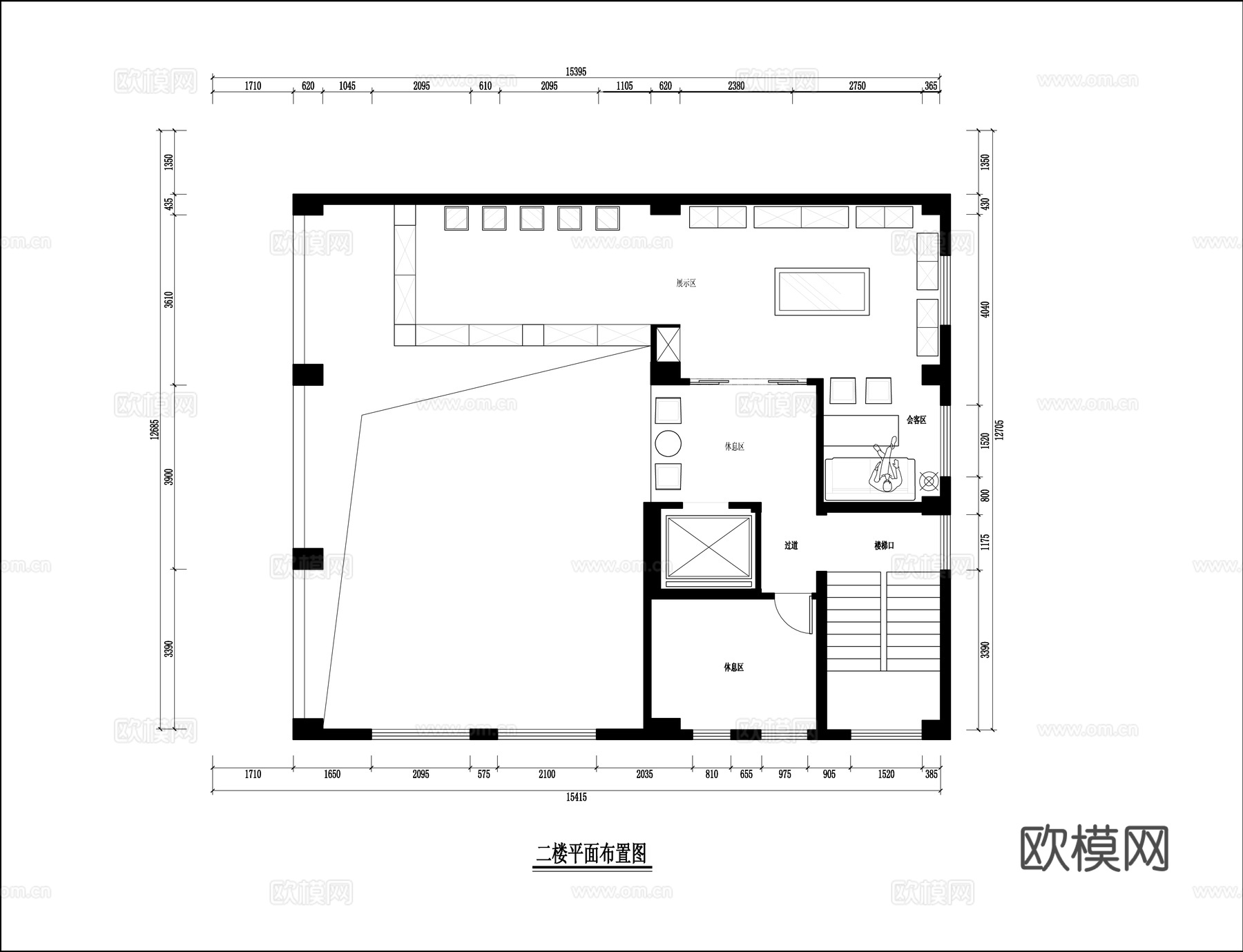 最新全套现代办公室施工图合集cad施工图下载（渲染图4）