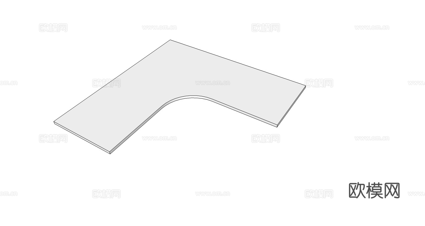 班台脚 桌面板su模型