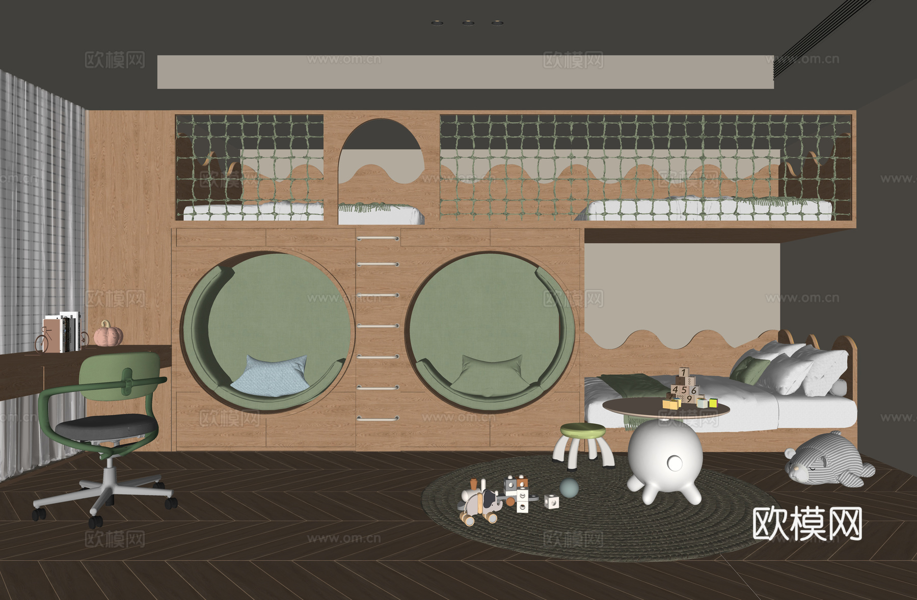 现代儿童房su模型