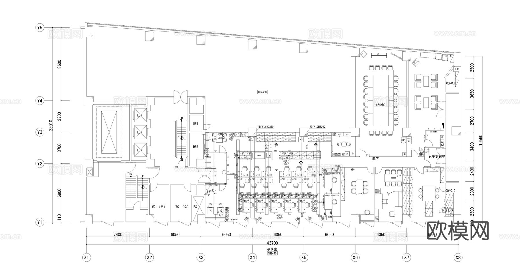 办公空间平面图办公楼平面户型图写字楼平面图cad施工图