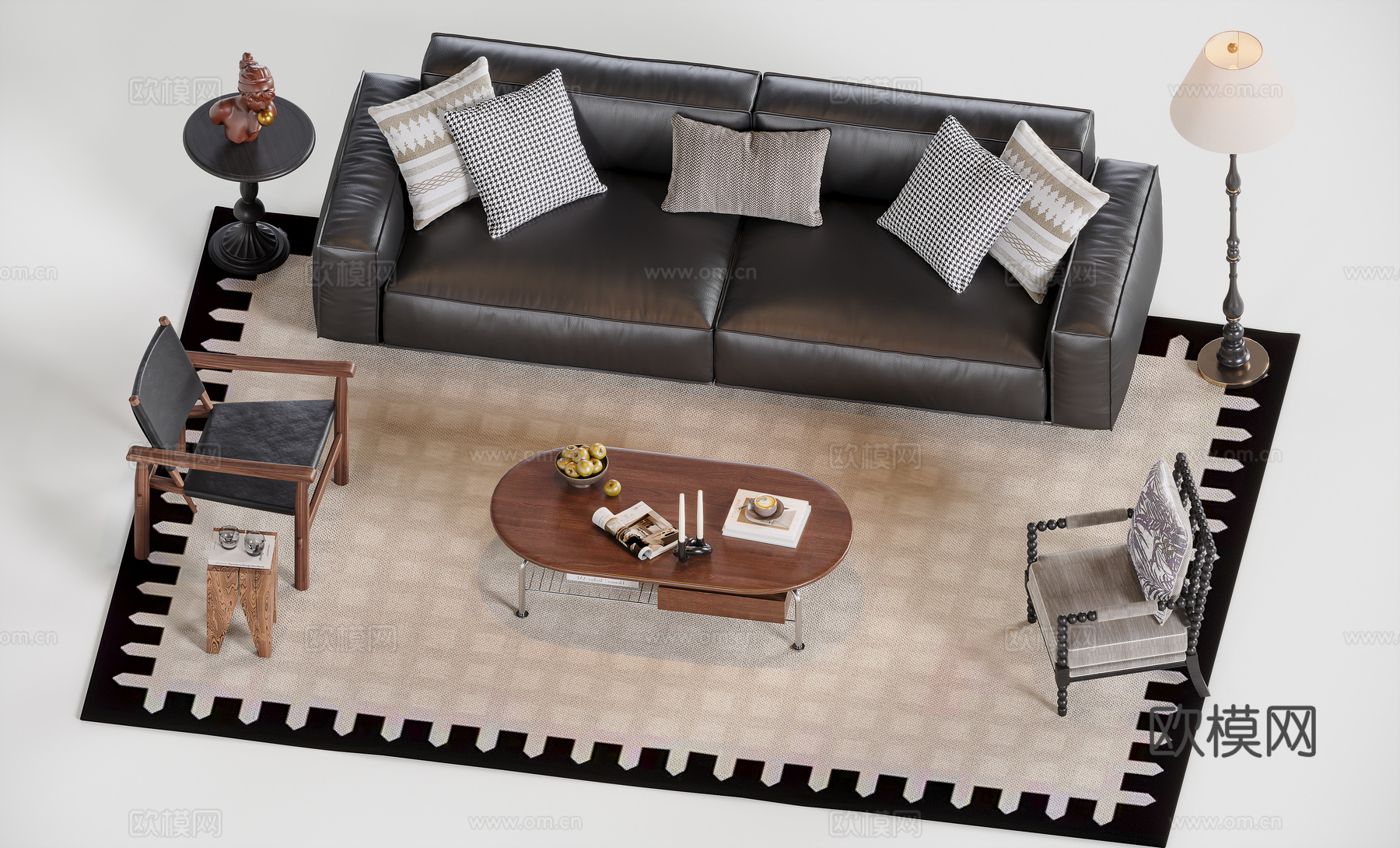 法式中古沙发组合su模型