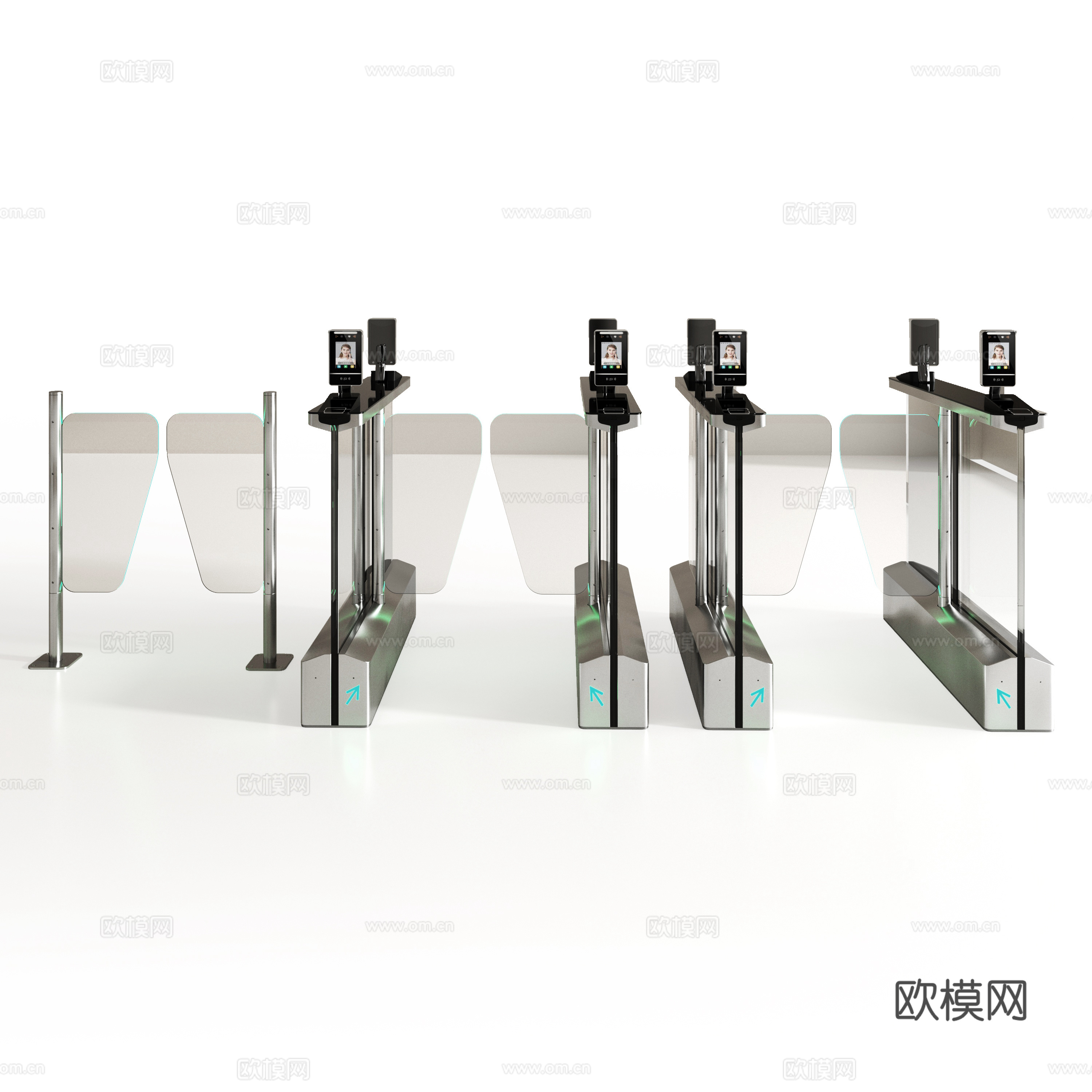 现代大厦安检闸机su模型