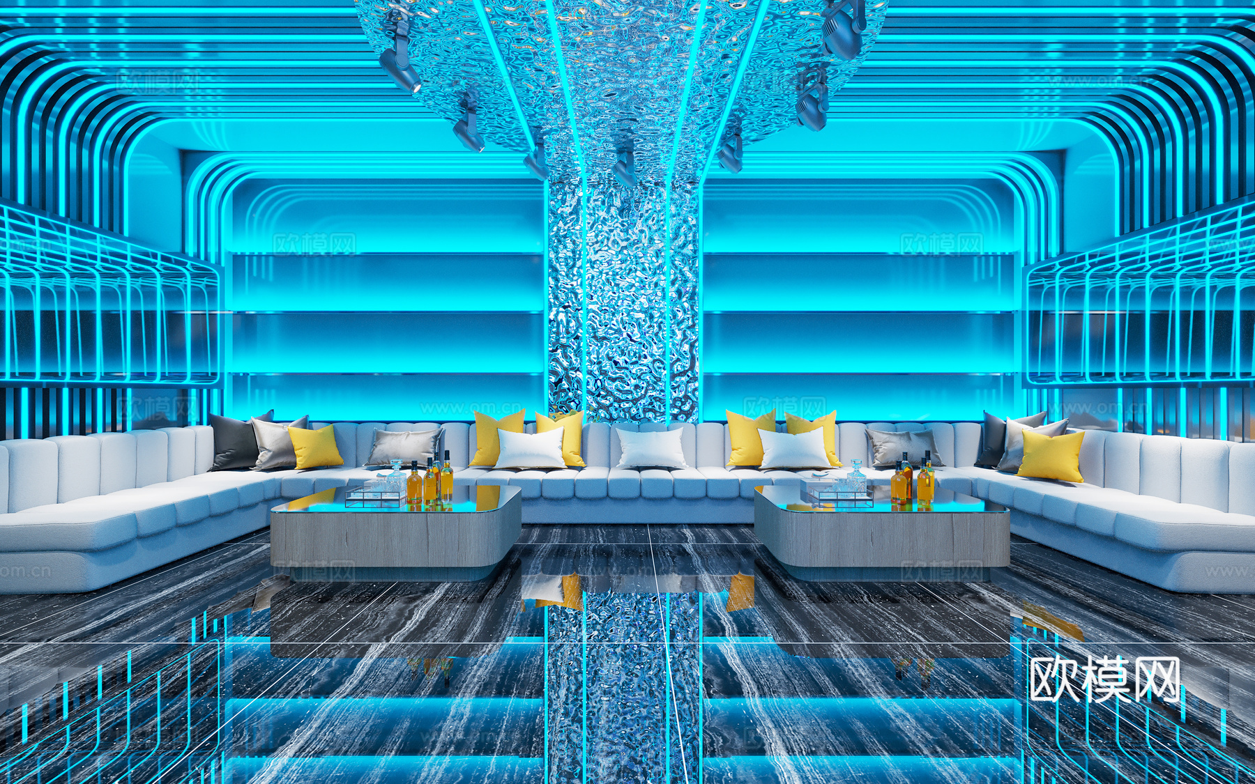 现代科技风 KTV 灯带造型 包厢 包间沙发 桌椅 干层镜su模型