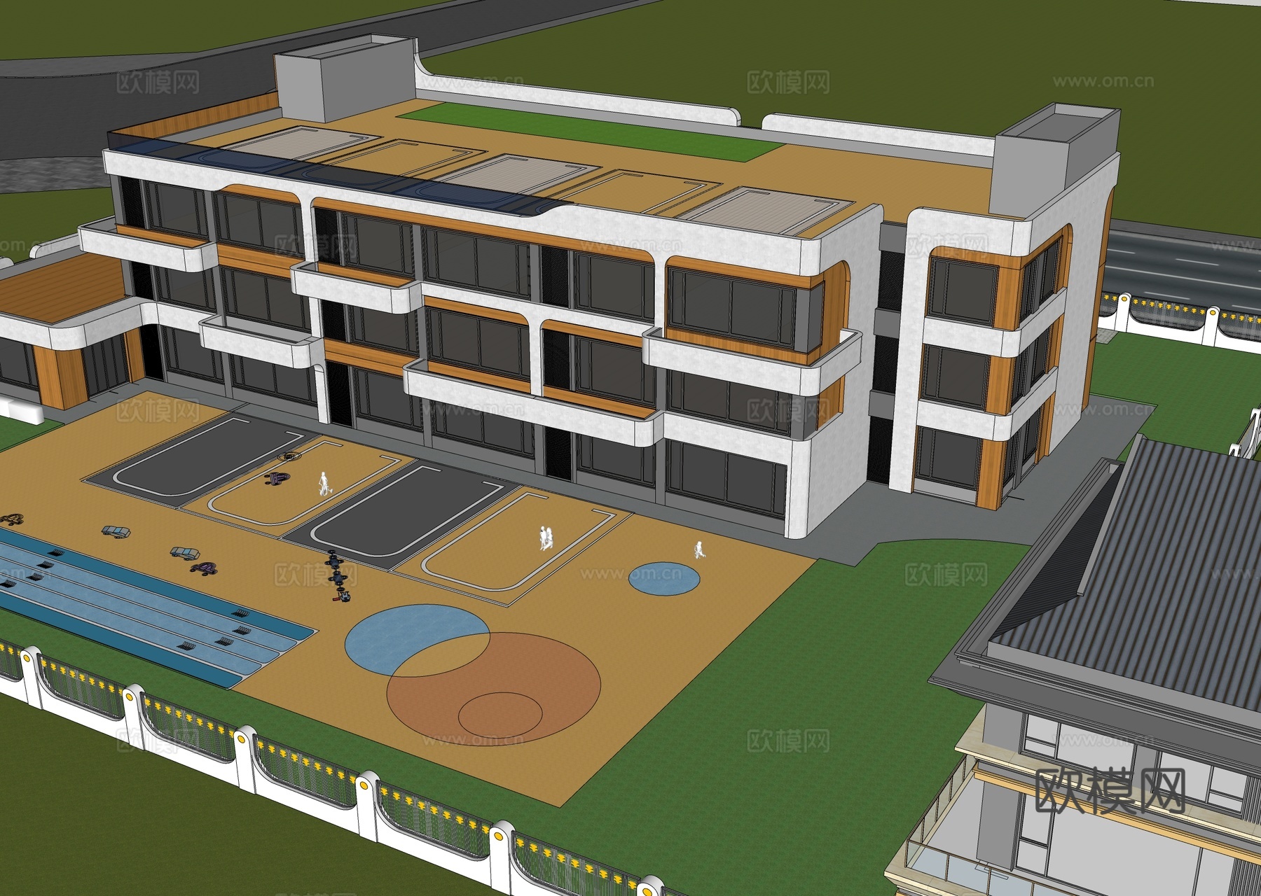 现代学校建筑 幼儿园建筑su模型