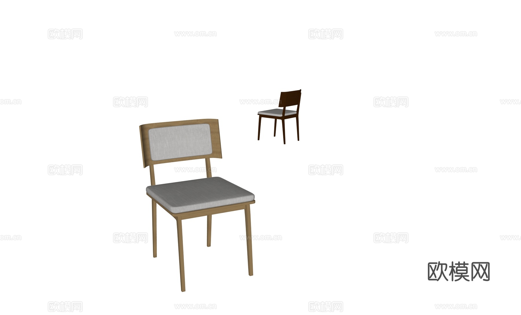 现代原木餐椅单椅su模型