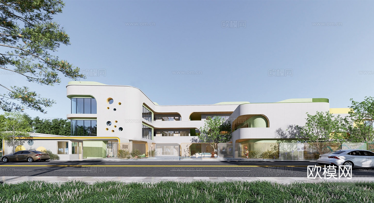 现代学校建筑 幼儿园建筑su模型