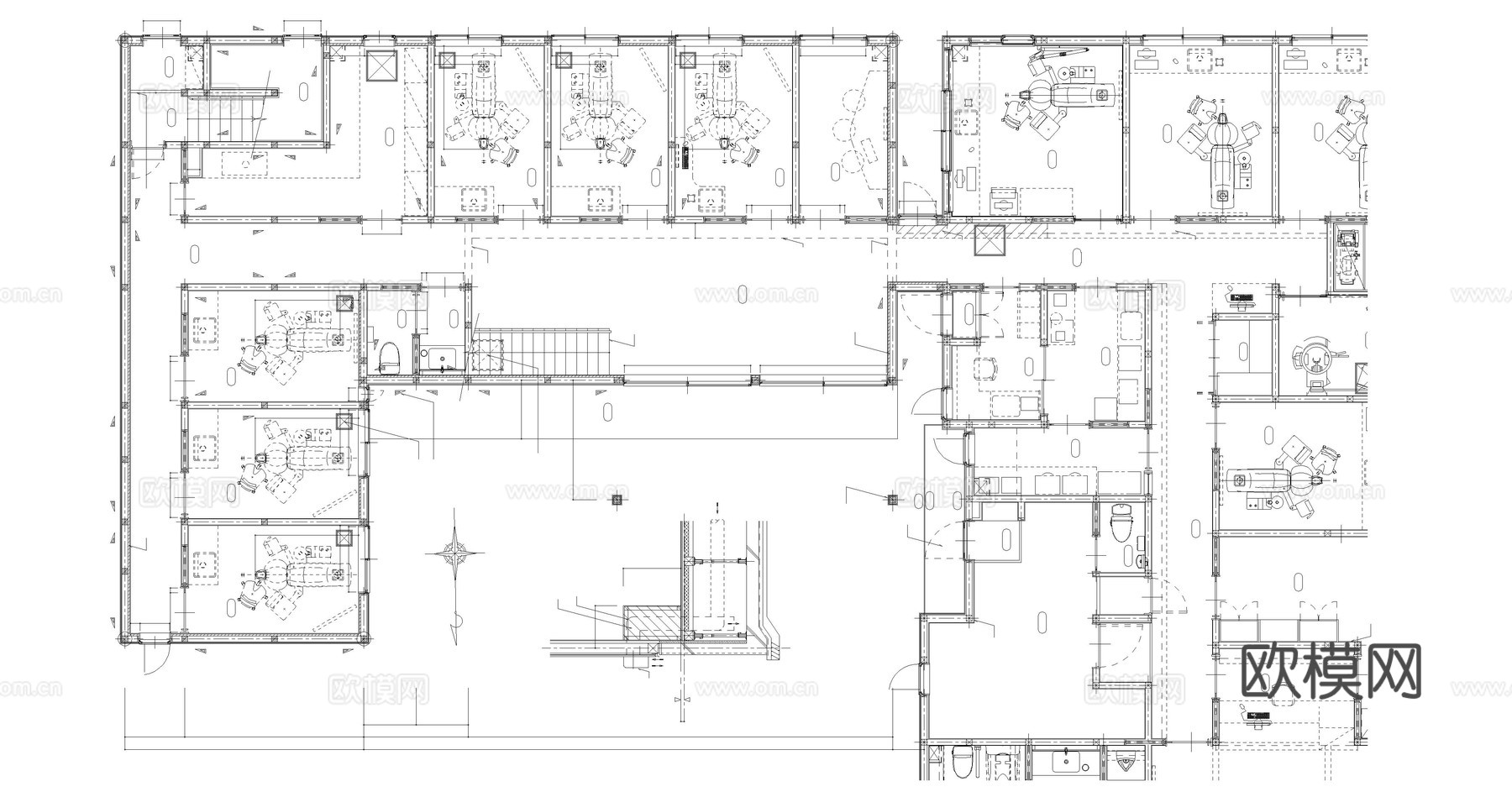 牙科诊所平面图医院平面图cad施工图
