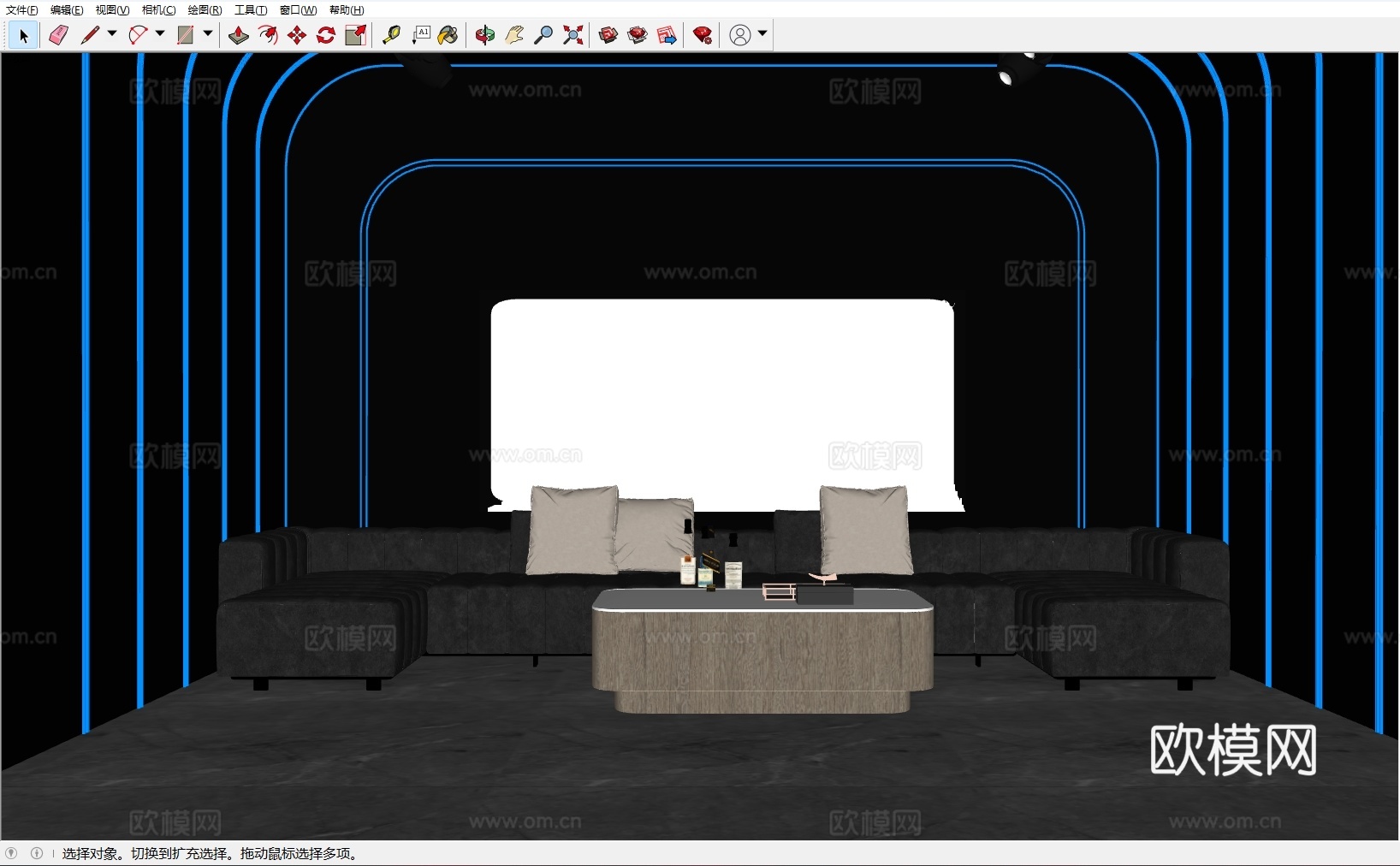 现代 科技风 KTV 灯带造型 包厢 包间 沙发桌椅 千层镜su模型