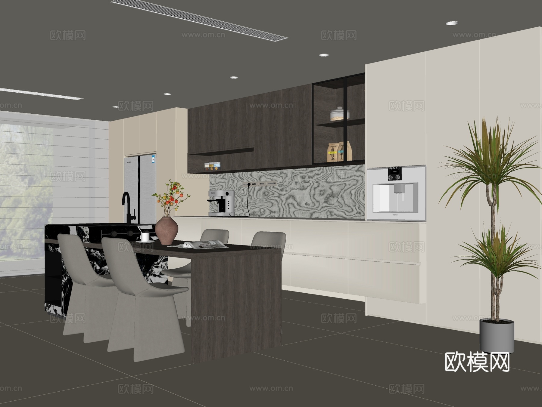 现代餐厅su模型