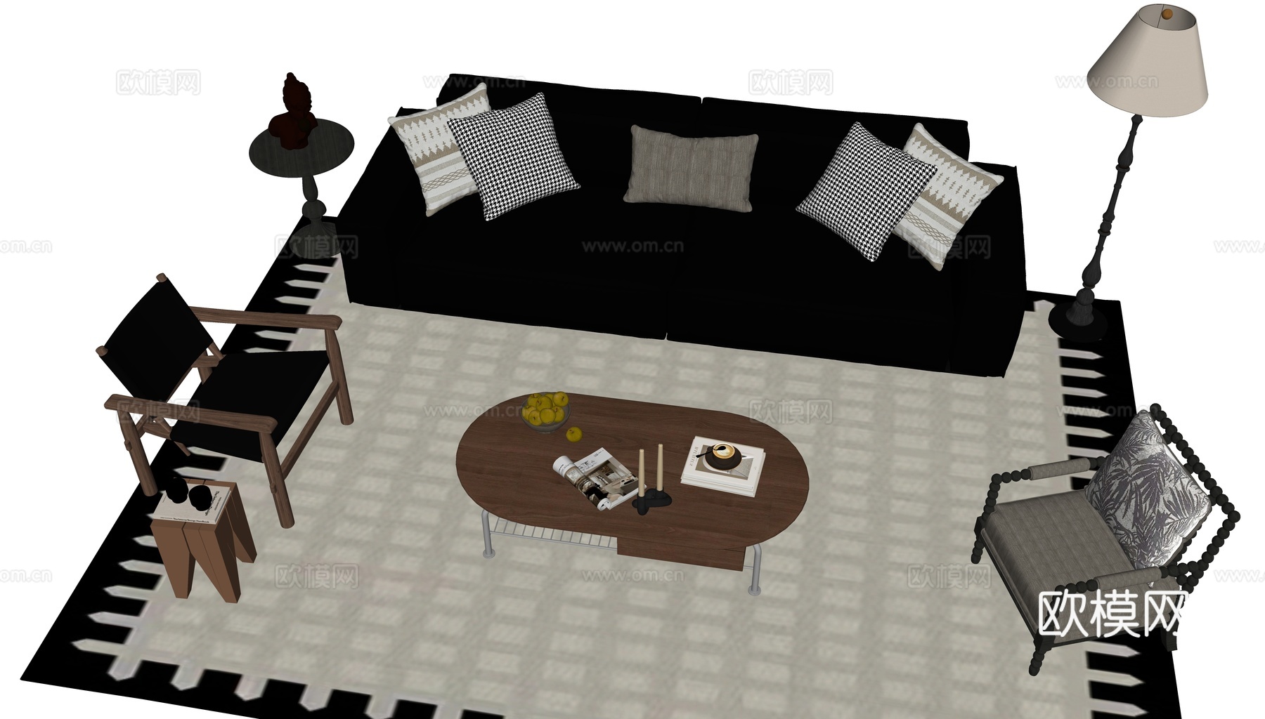法式中古沙发组合su模型