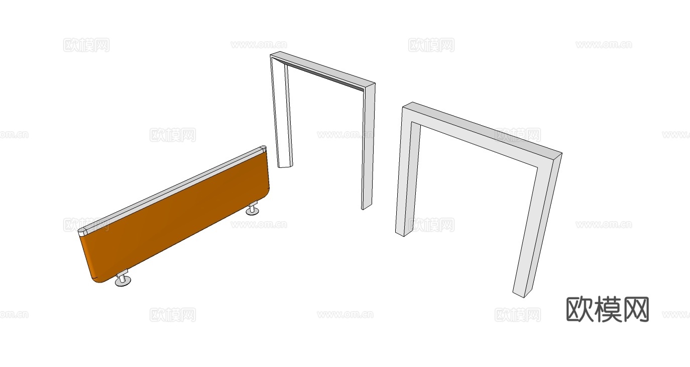班台脚 桌面板su模型