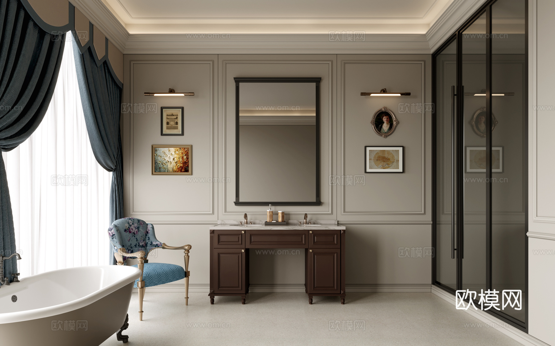 法式风格卫生间3d模型下载