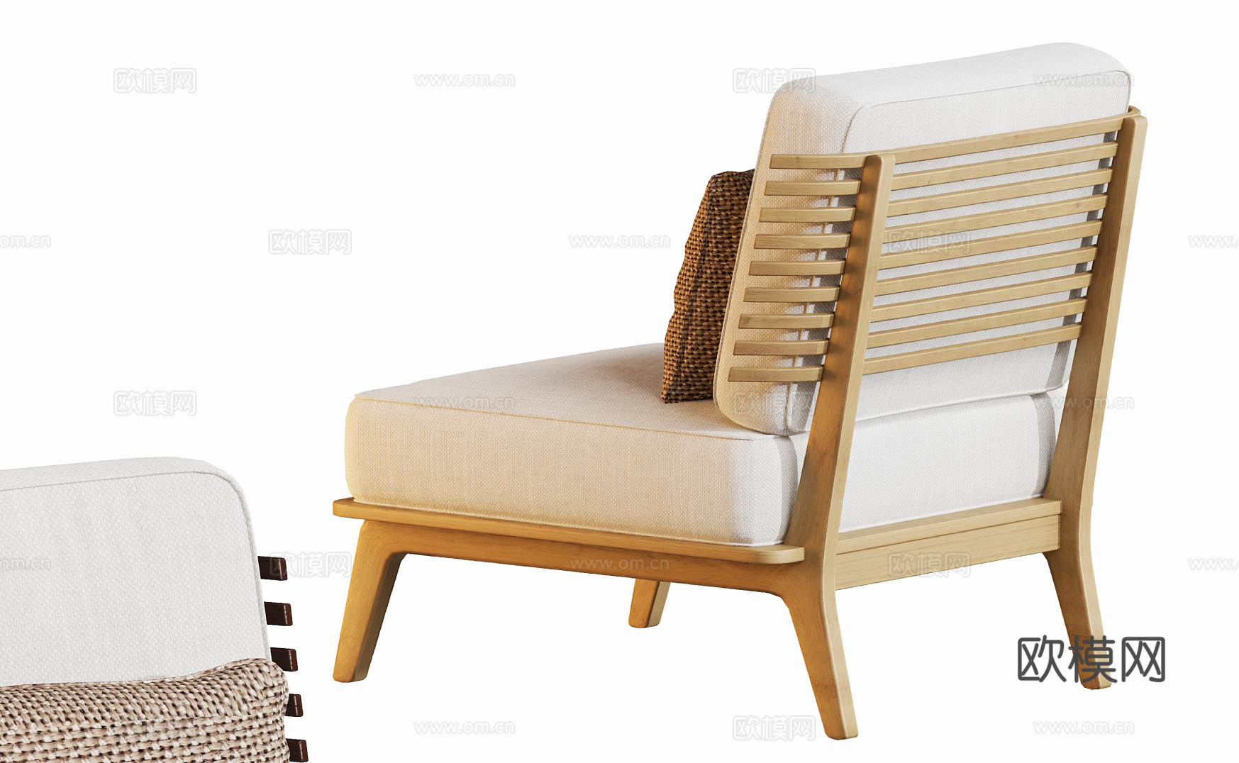 现代休闲原木椅沙发椅su模型