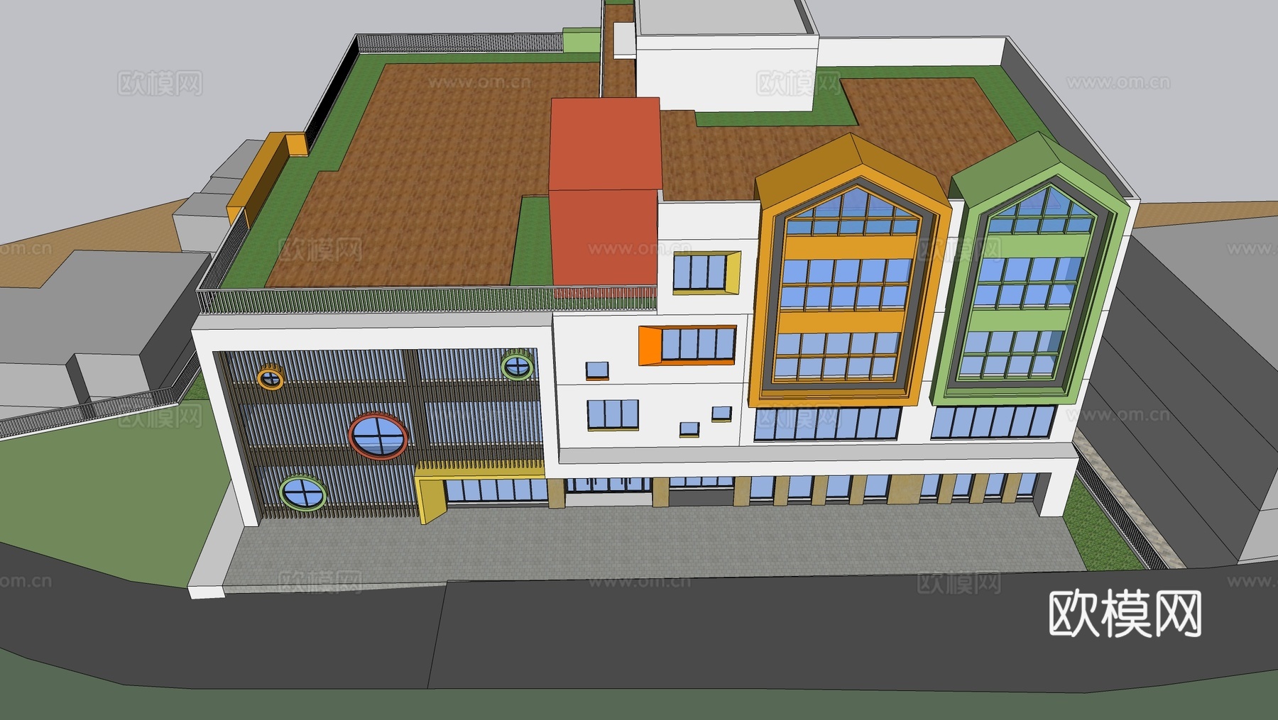 现代幼儿园建筑 学校建筑su模型